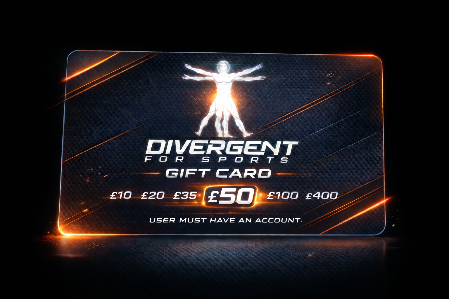 Digital fitness gift card from Divergent For Sports delivered by email